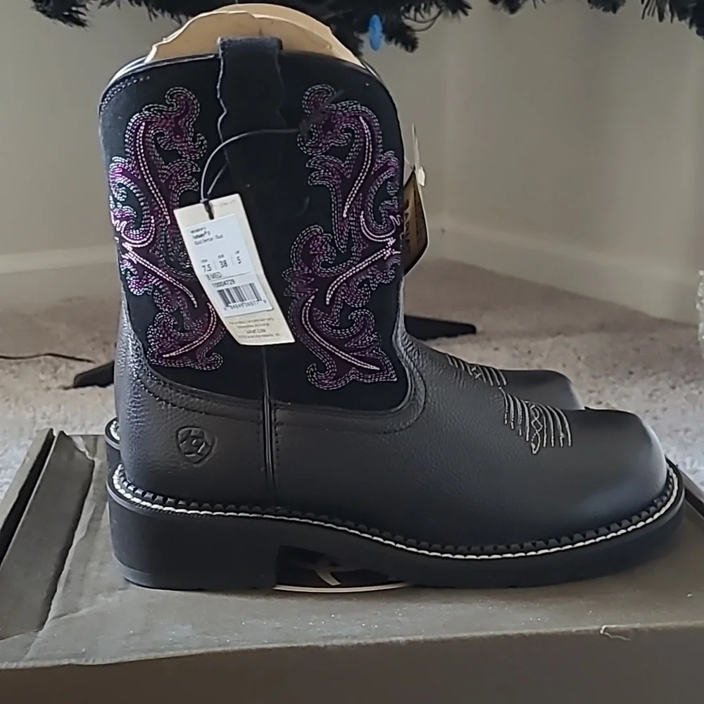 Ariat Women's Black and Purple Heeled Boots - Picture 2 of 6